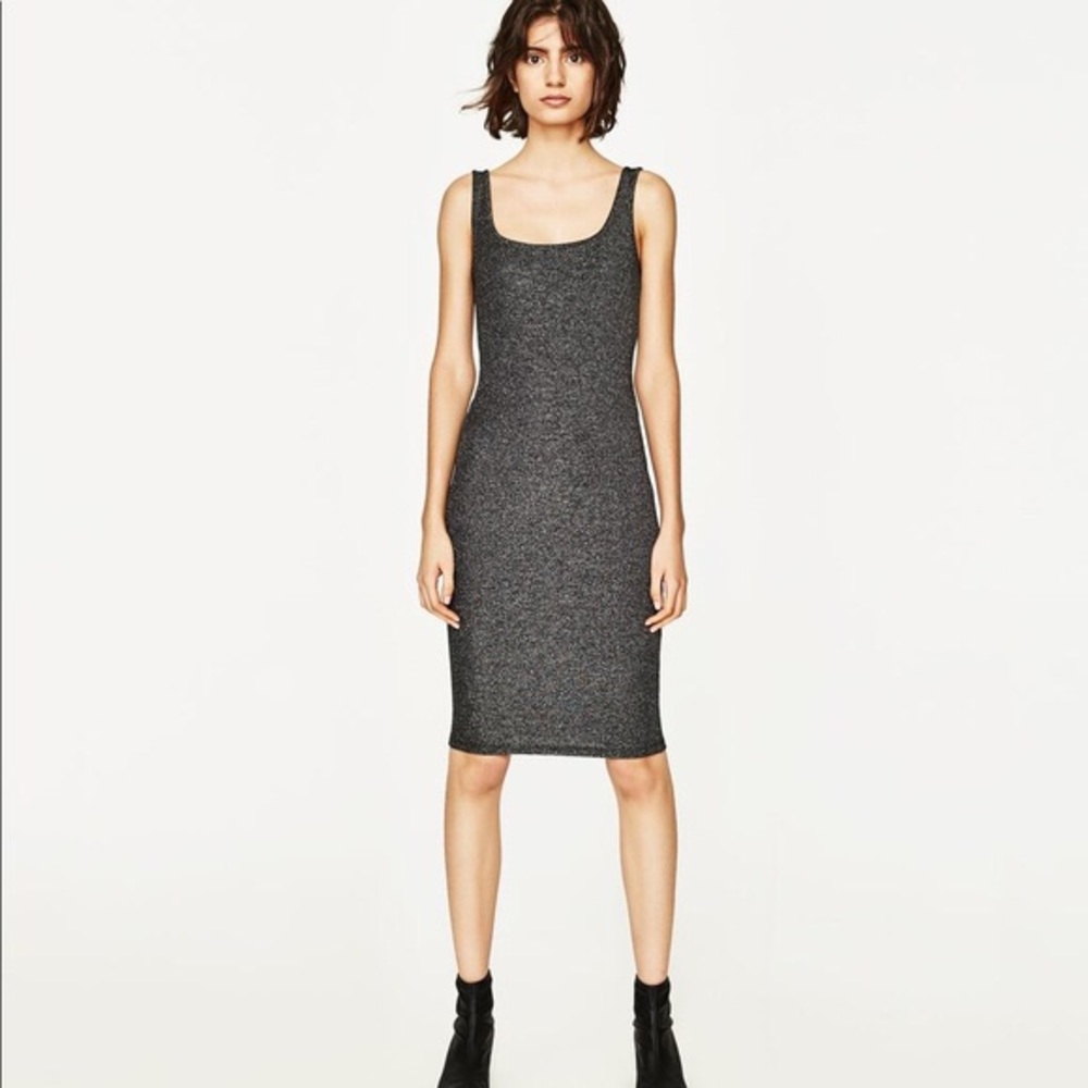 Never worn Zara metallic midi dress